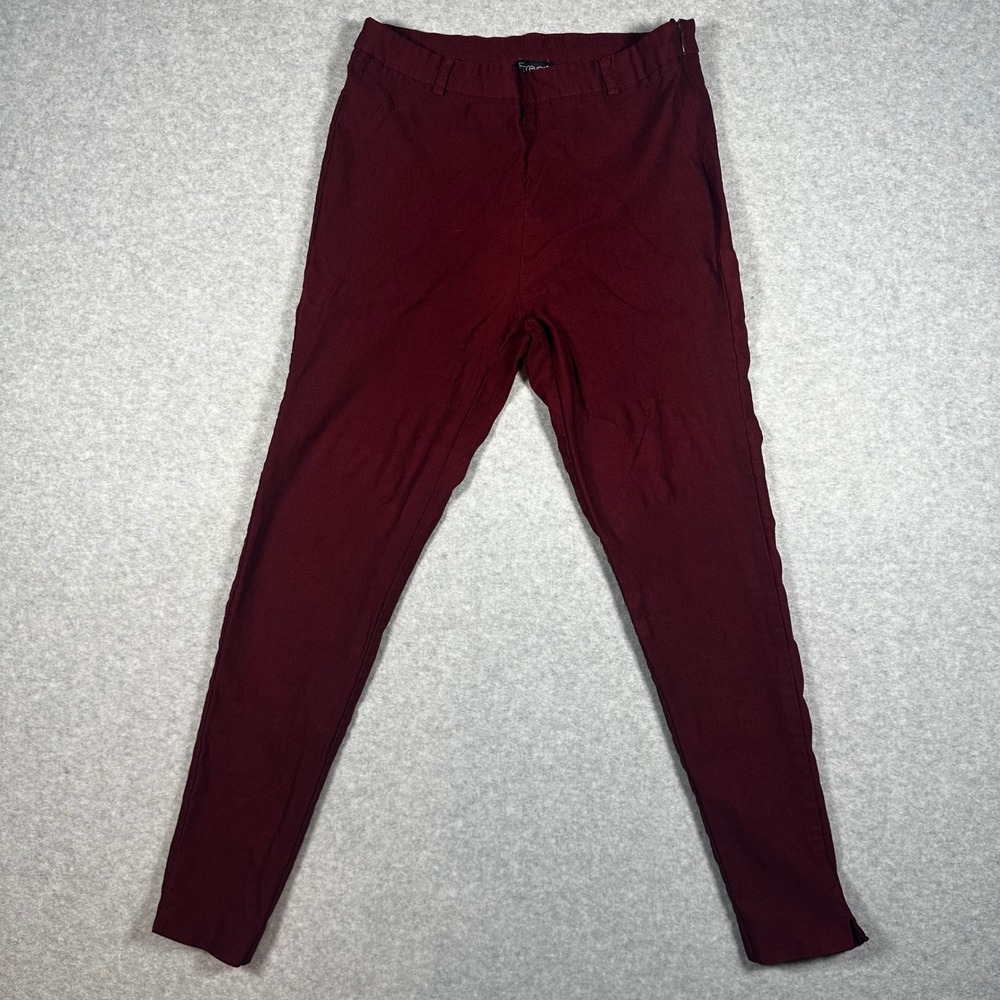 Forever 21 Womens Burgundy Skinny Work Business Pants Side Zip Size M